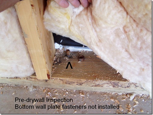 Bottom plate fastener not installed