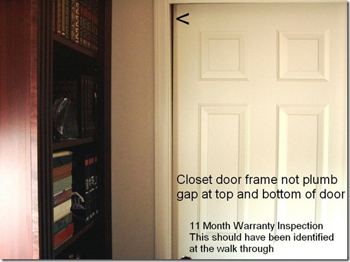 Closet door frame not plumb