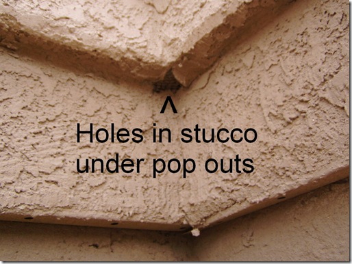 Hole in stucco pop out