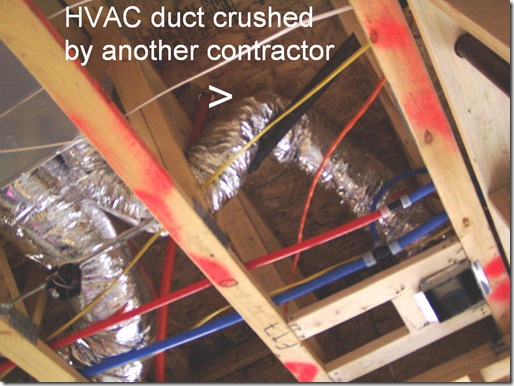 HVAC duct crushed by contractor