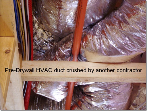 HVAC duct crushed