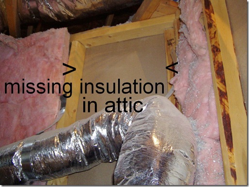 Missing insulation in attic wall