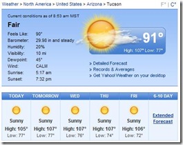 tucson weather screenshot